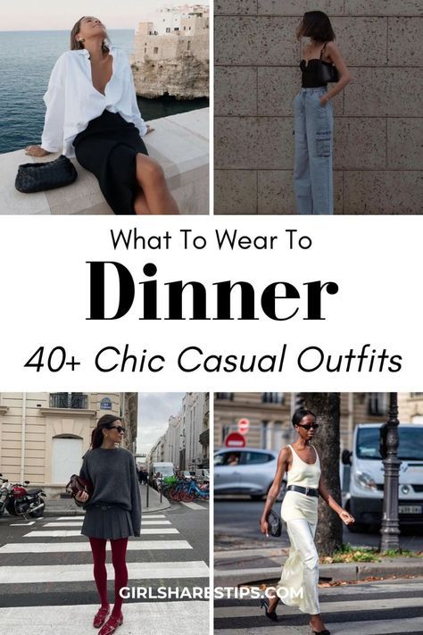 Outfits For Work And Going Out, Inlaws Dinner Outfit, Cute Casual Dinner Outfits Fall, Casual Elegant Dinner Outfit, Smart Evening Outfit Women, Casual Dinner And Drinks Outfit, Dinner Party At Home Outfit, Edgy Dinner Outfits, At Home Dinner Date Outfit