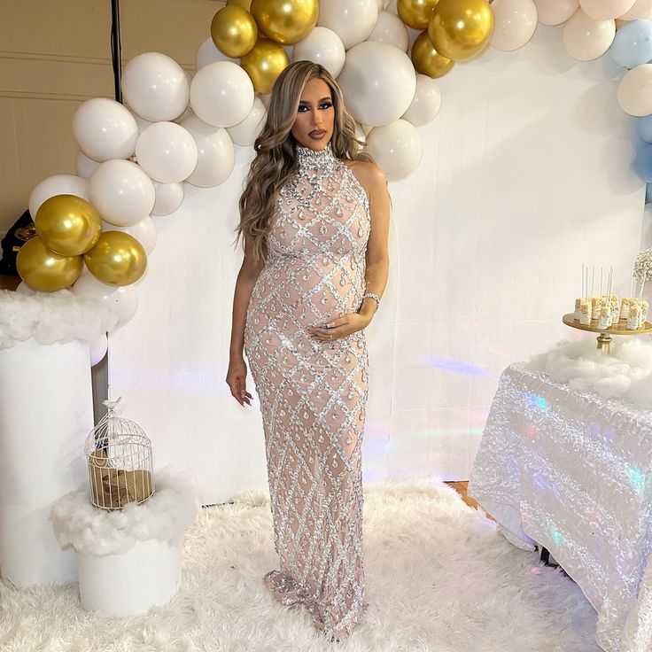 I Wore Once For My Baby Shower. Tags Removed Because The Dress Is A Tad Transparent. I Didn’t Wear Anything Under And Honestly You Could Not Tell But It Did Match My Skin Well. I’m 5’7 And Still Very Long. Send Offers ! Listed As Fashion Nova Only For Views Baby Shower Dresses, Fashion Nova Dress, Silver Dress, Silver Diamonds, Good Skin, Fashion Nova, Maxi Dress, Shower, Baby Shower