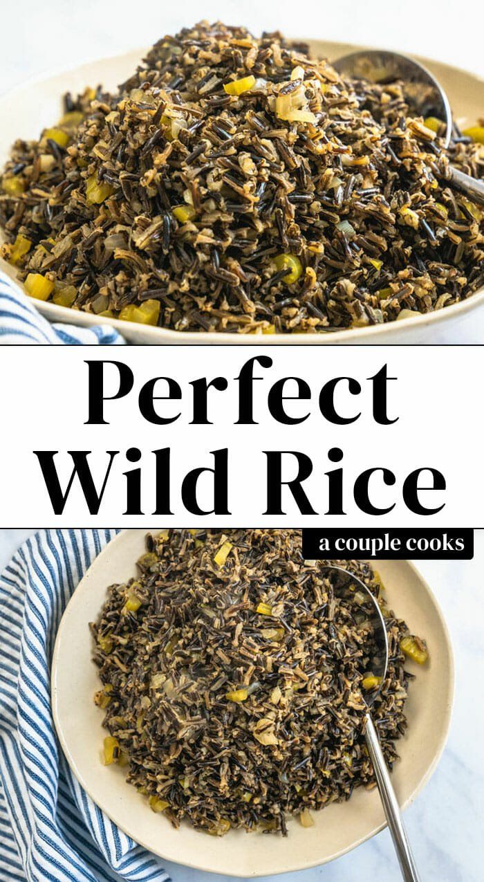 two bowls filled with wild rice and the words perfect wild rice in front of them