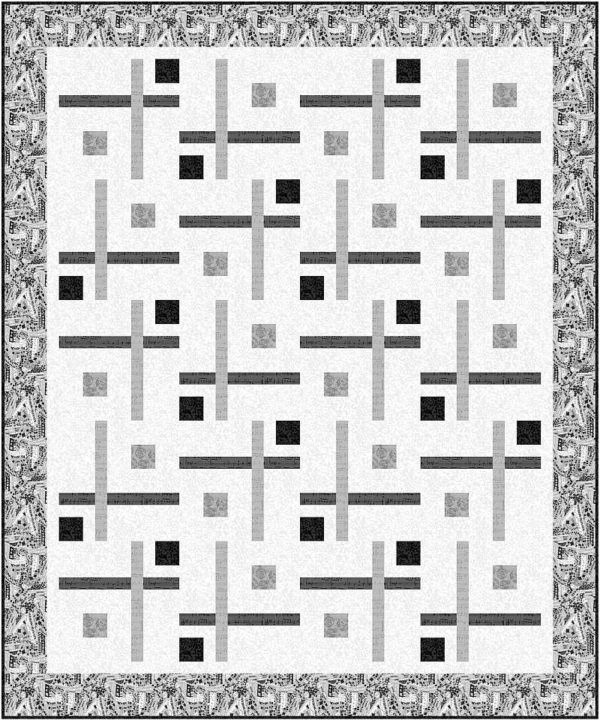 a black and white square pattern with squares in the middle, on a gray background