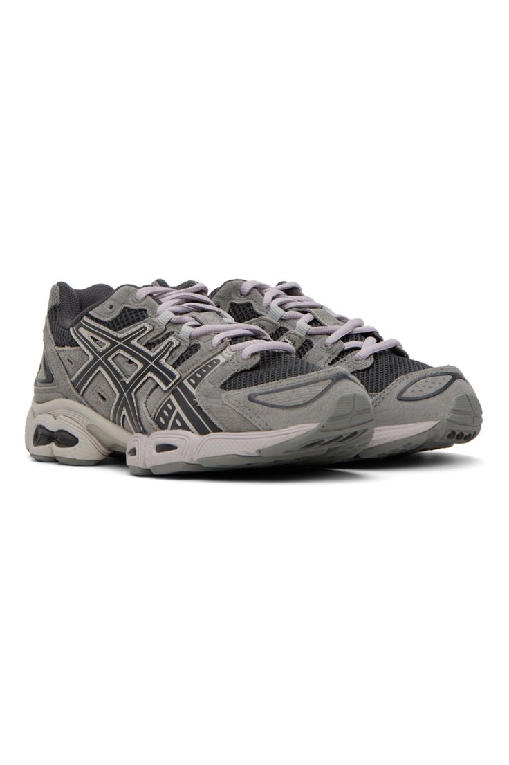 Asics: Gray GEL-NIMBUS 9 Sneakers | SSENSE Asics Low-top Sneakers With Reflective Details, Asics Mesh Running Shoes For Streetwear, Asics Low-top Sneakers, Asics Mesh Functional Sneakers, Asics Lace-up Sneakers With Reflective Details, Asics Running Shoes With Reflective Details For Streetwear, Functional Asics Mesh Sneakers, Functional Mesh Asics Sneakers, Gray Sporty Sneakers Medium Fit