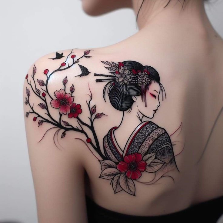 Japanese Girl Tattoo, Tattoo Sakura, Tato Geisha, Japanese Geisha Tattoo, Tattoo Koi, Japanese Tattoo Women, Geisha Tattoo Design, Sakura Tattoo, Elephant Tattoo Design