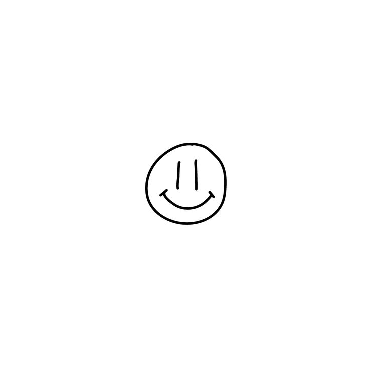 a black and white drawing of a smiley face