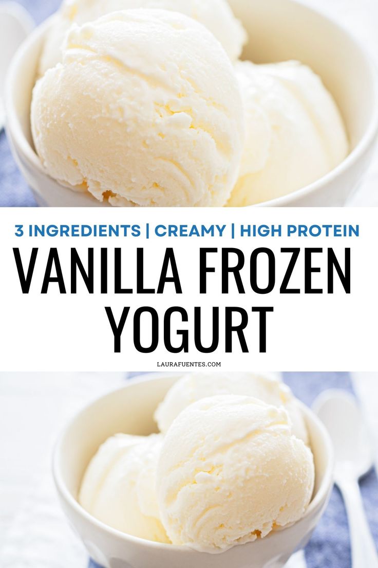 3-ingredient vanilla frozen yogurt recipe Ww Frozen Yogurt, Protein Frozen Yogurt Recipe, Homemade Greek Yogurt Ice Cream, Homemade Frozen Greek Yogurt, Diy Yogurt Bars, Frozen Yogurt Ice Cream Recipe, Frozen Yogurt In Ice Cream Maker, Home Made Frozen Yogurt, Homemade Yogurt Ice Cream