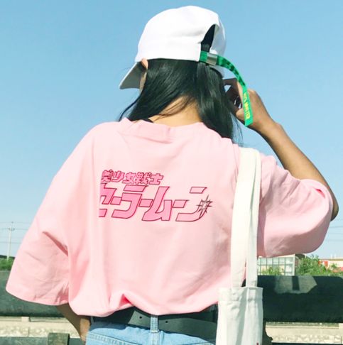 FREE SHIPPING WORLDWIDE    ONE SIZE:  LENGTH 68 CM / 26.8 IN  CHEST 105 CM / 41.3 IN  SHOULDER 47 CM  / 18.5 IN  SLEEVE 23 CM / 9.1 IN Pink Crew Neck T-shirt For Cosplay, Pink Y2k T-shirt With Letter Print, Casual T-shirt For Cosplay, Trendy Pink T-shirt With Character Print, Pink Y2k T-shirt For Streetwear, Pink Kpop T-shirt For Summer, Pink Anime Style Tops With Character Print, Pink Harajuku Cotton T-shirt, Pink Y2k T-shirt With Screen Print