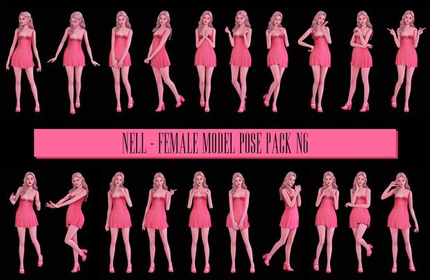 the female model pose pack is shown in pink