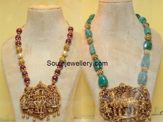 Beads Mala with Nakshi Pendants photo Nakshi Pendants, Latest Indian Jewellery, Emerald Jewellery, Gold Temple Jewellery, Antique Necklaces Design, Antique Gold Jewelry Indian, Antique Jewellery Designs, Beads Mala, Jewellery Wedding