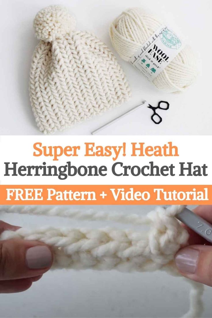 the crochet hat is being made with yarn