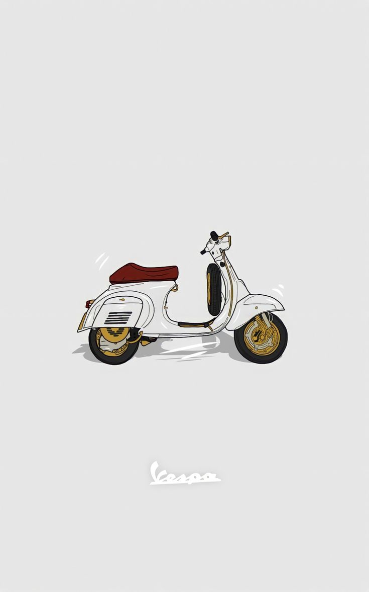 a white scooter sitting on top of a white floor next to a wall