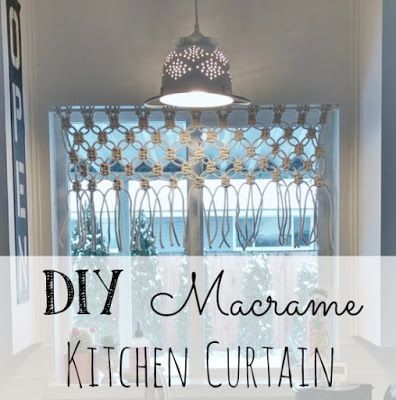 a kitchen curtain with the words diy macrame kitchen curtain