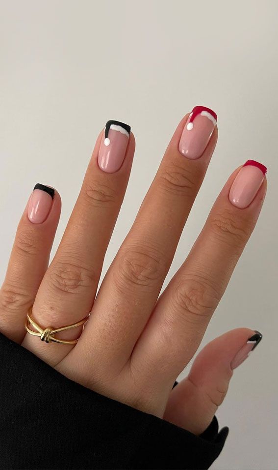 Santa Hat Nails, Ballet Nails, Holiday Nail Designs, Themes Wedding, Nagel Tips, Cute Christmas Nails, Christmas Gel Nails, Colors Wedding, Christmas Nails Acrylic