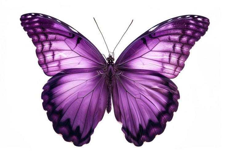 a large purple butterfly flying through the air