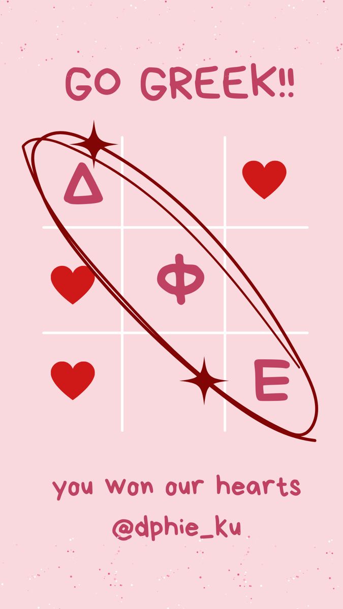 a poster with the words go greek on it and hearts in front of an arrow