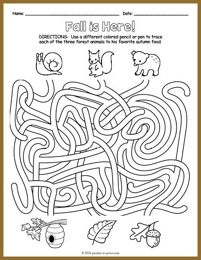 a printable maze for kids that is filled with animals and plants