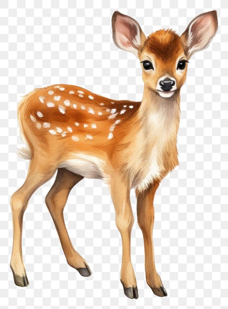 a baby deer standing on top of a white background png clipart for free