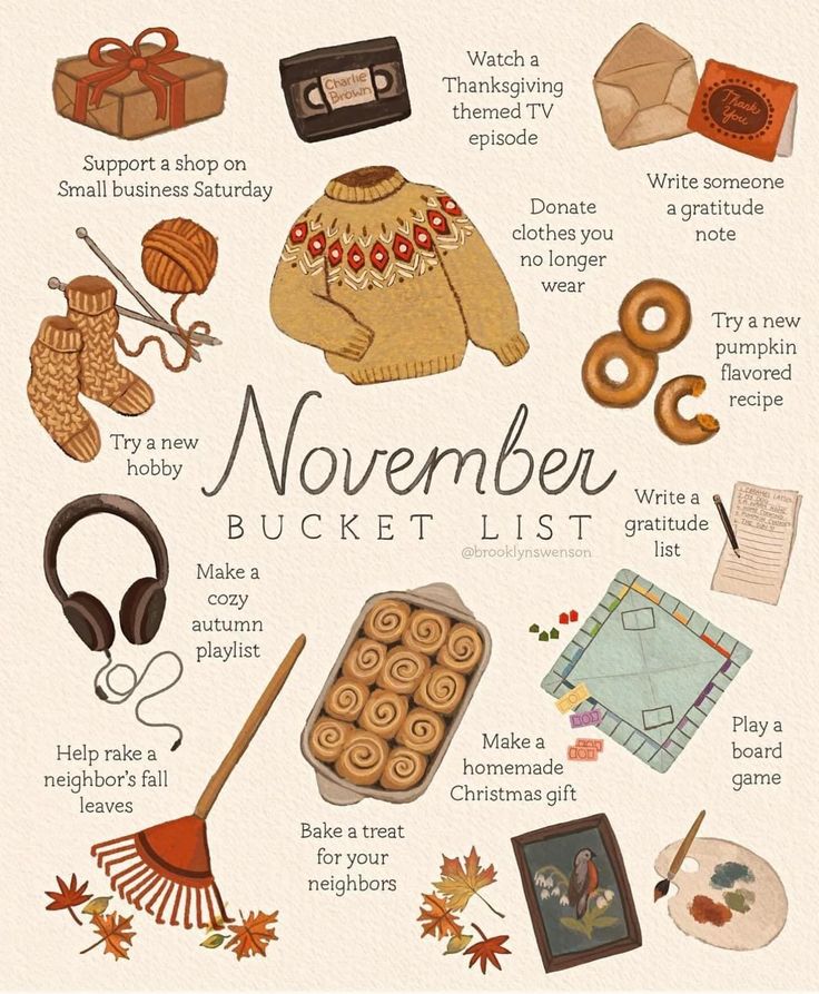 the november bucket list is filled with things to do