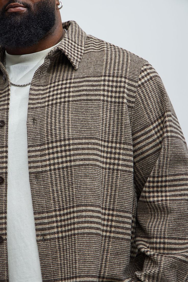 Available In Brown/combo. Fold Down Collar Front Button Collar Long Sleeve Shell: 61% Polyester 15 % Wool 13% Acrylic 5% Rayon 4% Nylon 2% Cotton Disclaimer: Pattern Placement May Vary. Imported | Mens Be Forever Plaid Button Up Shirt in Brown size Small by Fashion Nova Classic Brown Flannel Shirt With Button Closure, Brown Long Sleeve Flannel Shirt With Button Closure, Classic Brown Button-up Flannel Shirt, Cheap Brown Button-up Flannel Shirt, Brown Button-up Flannel Shirt With Pockets, Mens Button Up, Button Up Shirts, Button Up, Fashion Nova