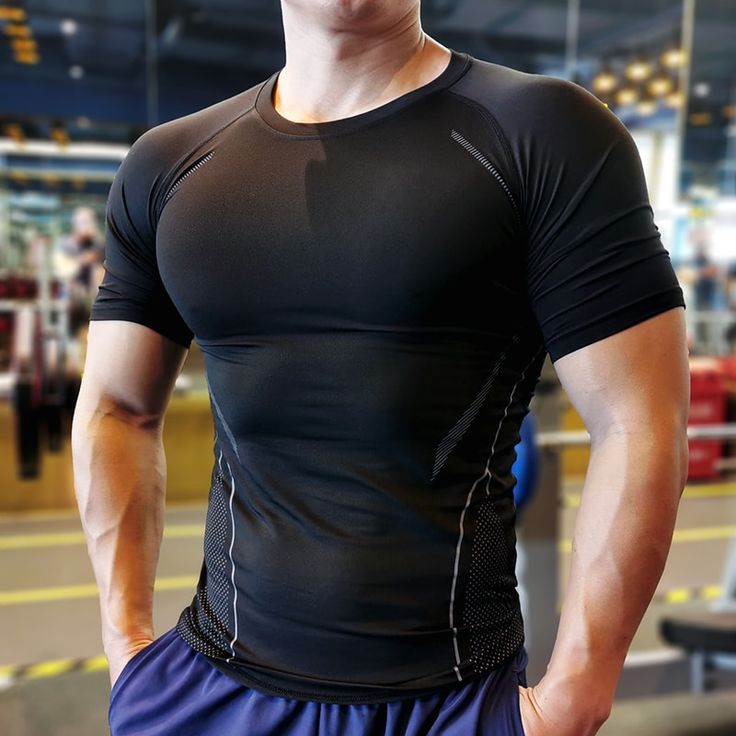 Product Description     Item Type: Sports & Fitness T Shirt  Gender: Men  Material: Polyester  Fabric Type: Broadcloth  Sleeve: Short  Collar: O-Neck  Pattern: Compression  Design: Casual  Features: Quick Dry, Breathable  Application: Gym, Workout, Exercise, Fitness, Bodybuilding, Outdoor, Sports, Running     Load More Images                             VIVINCH 5-POINT HAPPINESS CHECKLIST    FREE shipping provided and it’s not a fake promise. Secured payments via PayPal® Money Back Guarantee Sup Gym Physique Men, Gym Gear For Men, Happiness Checklist, Oc Clothes, Gym T Shirt, Fitness T Shirts, Compression Clothing, Paypal Money, Spandex Shirts