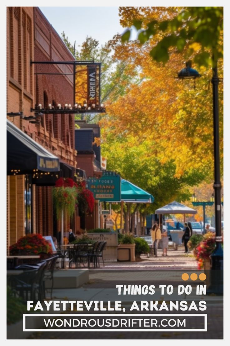 an alleyway with people walking down it and trees in the background that say things to do in lafayette, arkansas