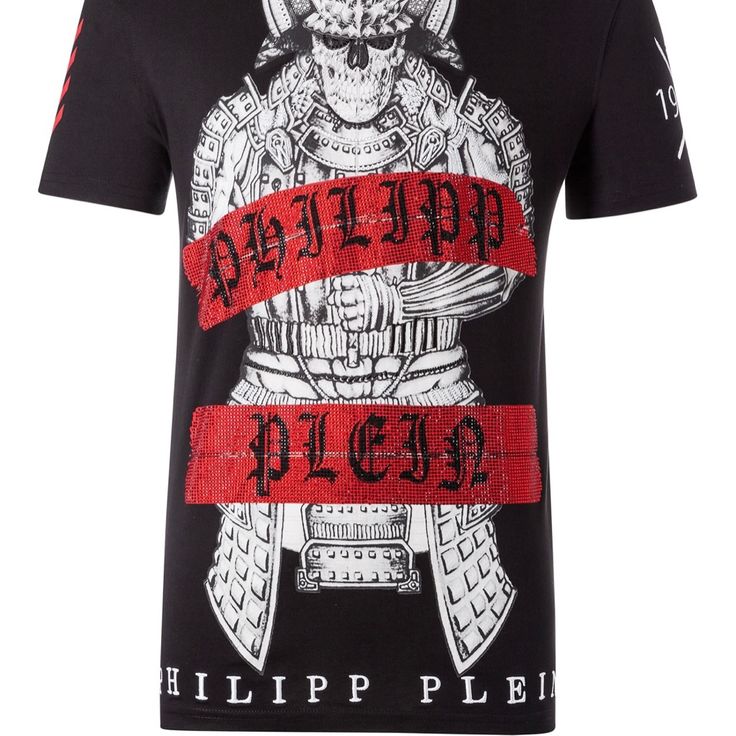 Rare! Like New Condition, Philipp Plein Cotton Blend Spandex Stretchy Material T-Shirt Size Men's Large. Designer Black T-shirt For Summer, Designer Fitted T-shirt With Graphic Print, Designer Fitted Short Sleeve T-shirt, Designer Black Top With Graphic Print, Designer Black Tops With Graphic Print, Designer Fitted Top With Graphic Print, Designer Black Crew Neck Shirt, Designer Black Crew Neck Top, Designer Black Short Sleeve T-shirt