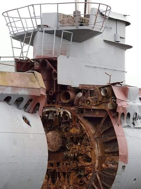 an old airplane with rusted parts on it