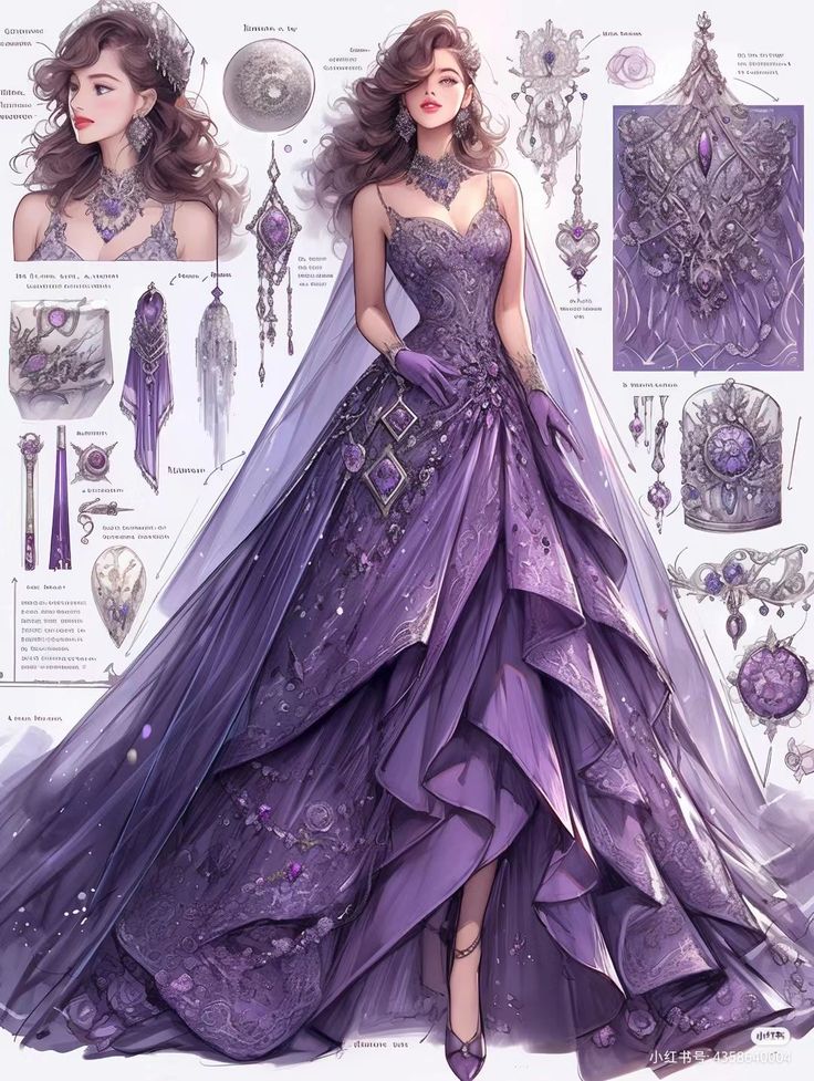 Dreamy Gowns, Fantasy Dresses, Fashion Drawing Dresses, Dress Design Sketches, Fashion Illustration Dresses, Dress Sketches, Dress Drawing, Fantasy Gowns, Anime Dress