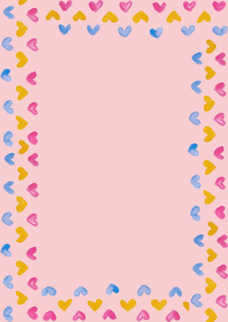 a pink background with lots of hearts on the bottom and one in the middle,