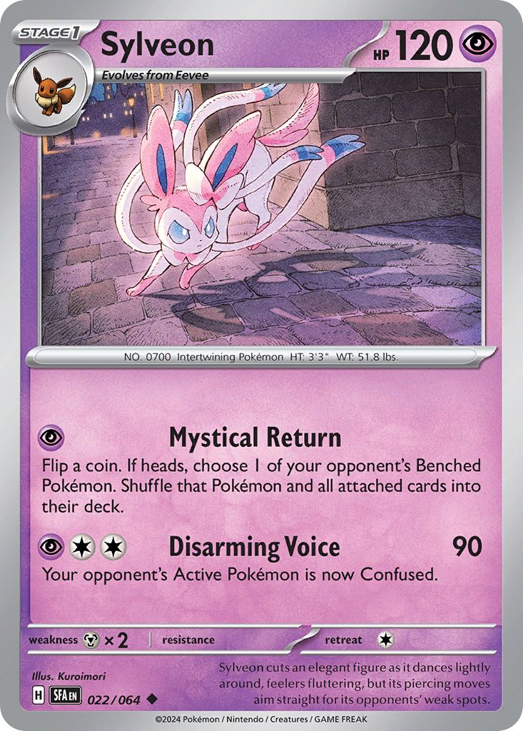 a pokemon card with an image of a pink and purple character on the back side