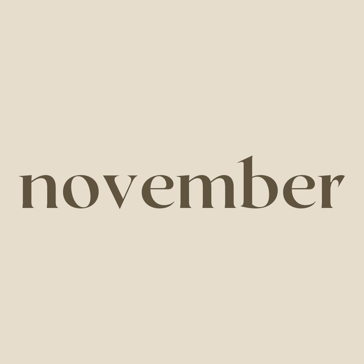 the word november written in brown on a beige background