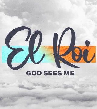 the words el roi god sees me are overcast and cloudy skies with clouds in the background