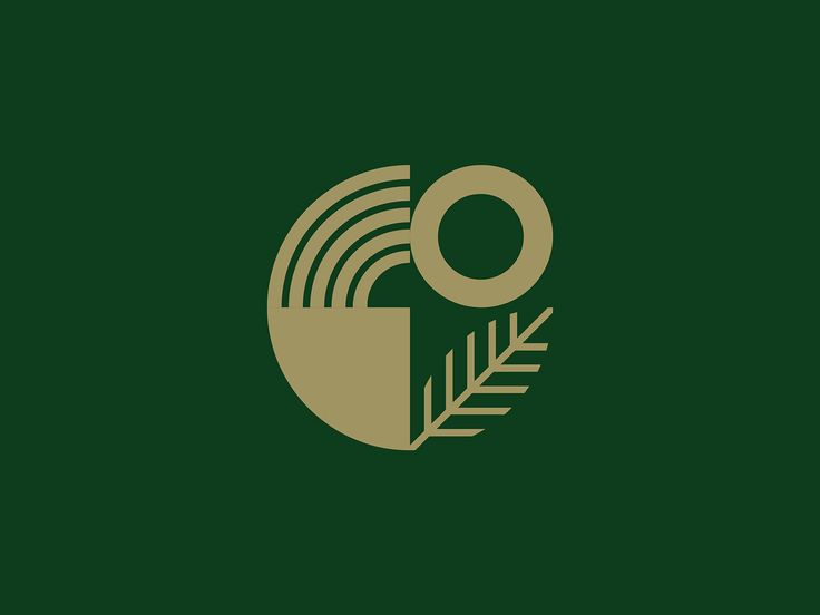 a green and gold logo with an image of a leaf in the center, on a dark green background