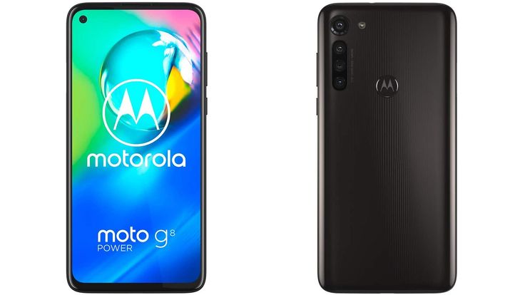 the new motorola moto g9 smartphone is shown next to an image of it's logo