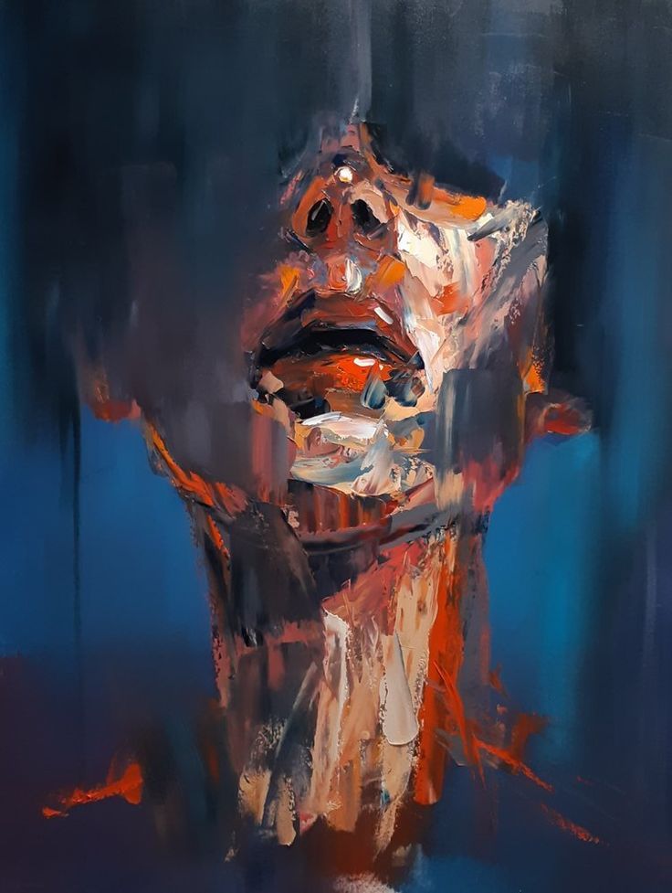 an abstract painting of a woman's face