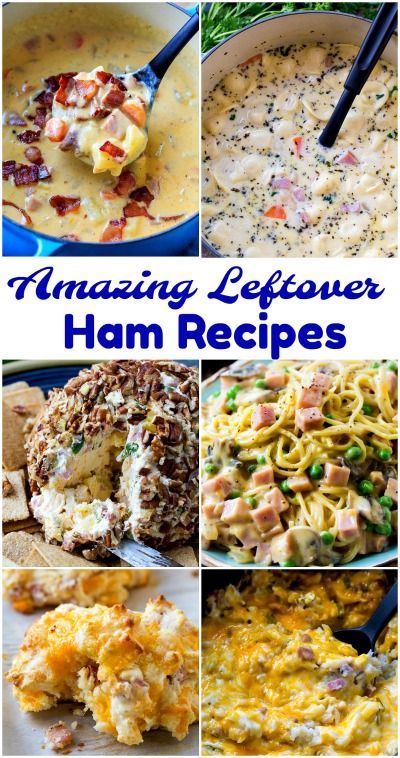 an image of ham recipes collage with the title in the top right hand corner