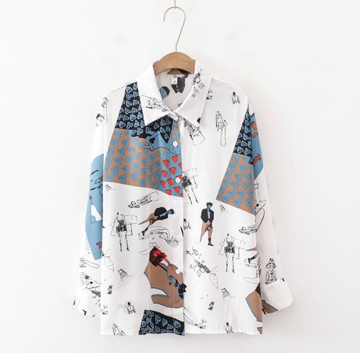 Women Retro printing Blouse - Chiffon Blusa con estampado retro de mujer - Gasa Blouse Chiffon, Slim Blouse, Baroque Print, Office Fashion Women, The Office Shirts, Summer Design, Chiffon Blouse, White Blue, Floral Tops