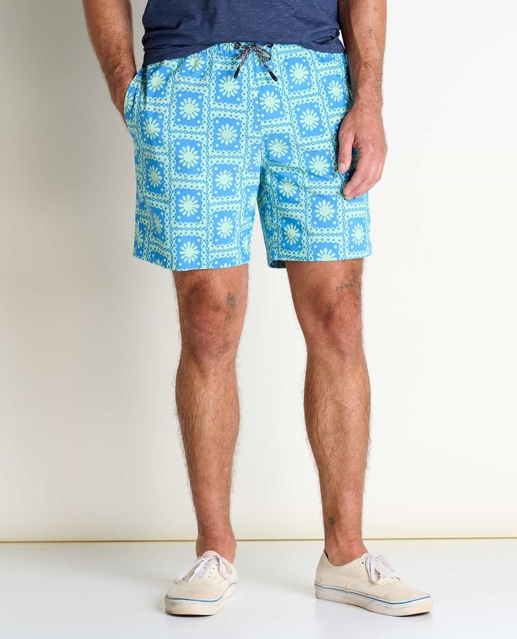 We’re taking your favorite water-friendly shorts and kicking them up a notch. A durable blend of organic cotton and recycled polyester meet features like hand pockets and secure back zip for shorts that go from paddleboarding to painting the town. Summer Cotton Bottoms For Outdoor, Relaxed Fit Cotton Bottoms For Warm Weather, Cotton Bottoms With Elastic Waistband For Warm Weather, Moisture-wicking Cotton Bottoms In Short Length, Cotton Bottoms For Warm Weather, Short Length, Moisture-wicking Cotton Shorts, Cotton Swim Trunks With Built-in Shorts, Relaxed Fit Green Cotton Swim Trunks, Green Relaxed Fit Cotton Swim Trunks