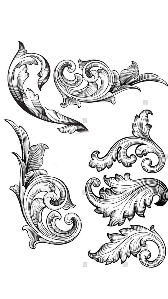 an ornate design in black and white