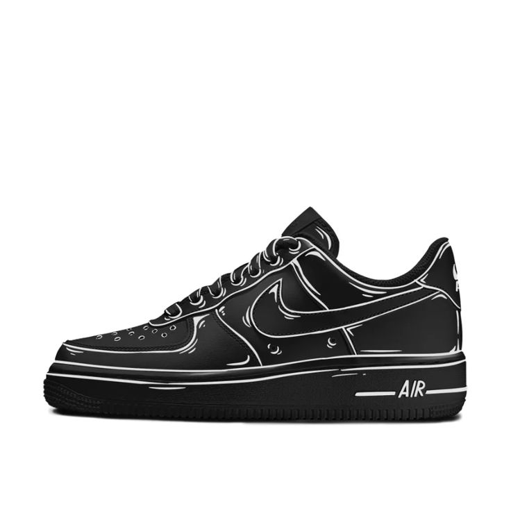 Custom Air Force 1 Low Black Outline Elevate your sneaker collection with the Custom Air Force 1 Low Black Outline. These custom sneakers feature a sleek and minimalist design, highlighted by a striking black outline that enhances the overall aesthetic. Key Features: Sleek Black Outline: The standout feature of these sneakers is the black outline that traces the edges of the shoe. This design element adds a touch of sophistication and modernity to the classic Air Force 1 silhouette. High-Quality Materials: Crafted from premium leather and durable fabric, these sneakers ensure both comfort and longevity. The materials used guarantee a high level of durability and a comfortable fit for everyday wear. Minimalist Design: The clean and simple design with a black outline makes these sneakers ver Black Custom Sneakers With Translucent Outsole For Streetwear, Modern Black Nike Air Force 1 For Sports, Black Modern Nike Air Force 1 For Sports, Modern Black Skate Shoes With Laces, Modern Black Skate Shoes, Modern Black Custom Sneakers With Laces, Urban Black Custom Sneakers With Translucent Outsole, Modern Black Custom Sneakers For Sports, Modern Black Nike Air Force 1 For Streetwear