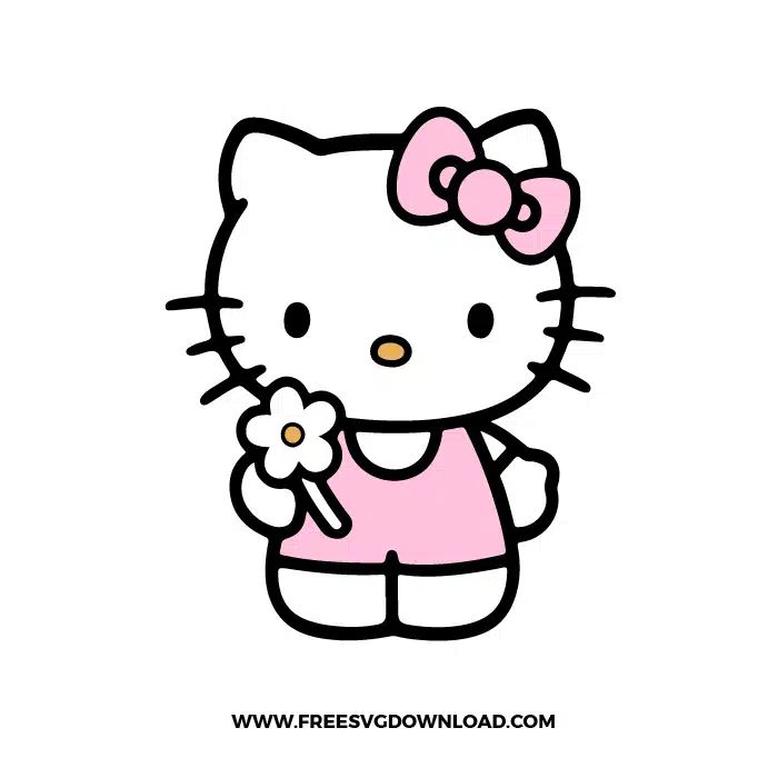 a hello kitty holding a flower in her hand