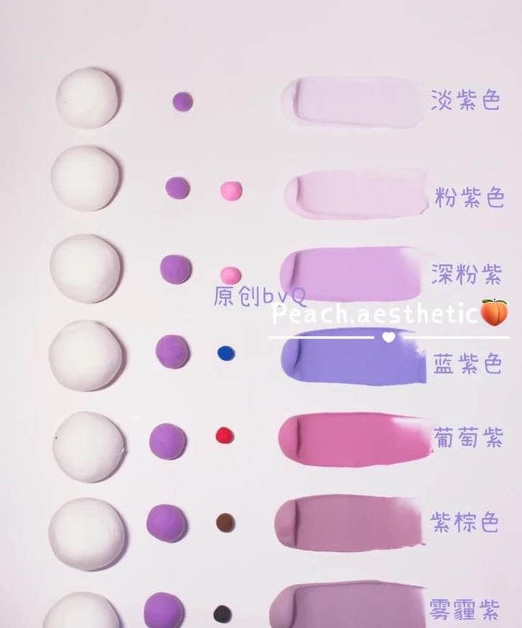 an assortment of different shades of paint on a white surface with chinese characters in the background