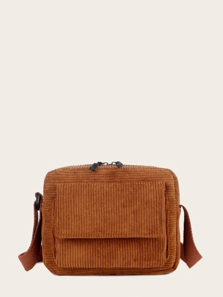 Pocket Front Corduroy Crossbody Bag | SHEIN Crossbody Bag Women, Black Cross Body Bag, Square Bag, Tote Bag Design, Small Bags, Bags Women, Bags Designer, Length Sleeve, Crossbody Bag