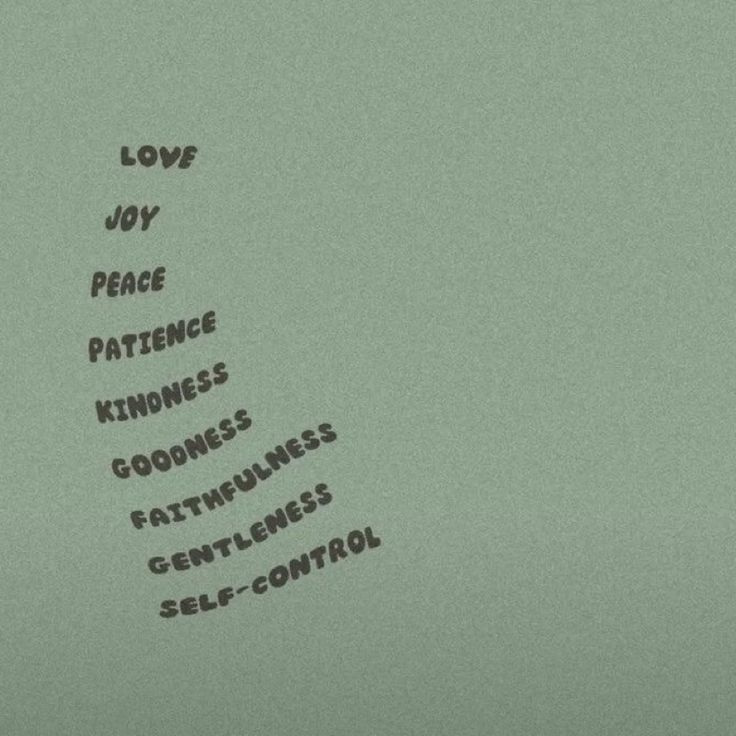 the words love, joy, peace, patience, kindness, goodness, righteousness, self - control