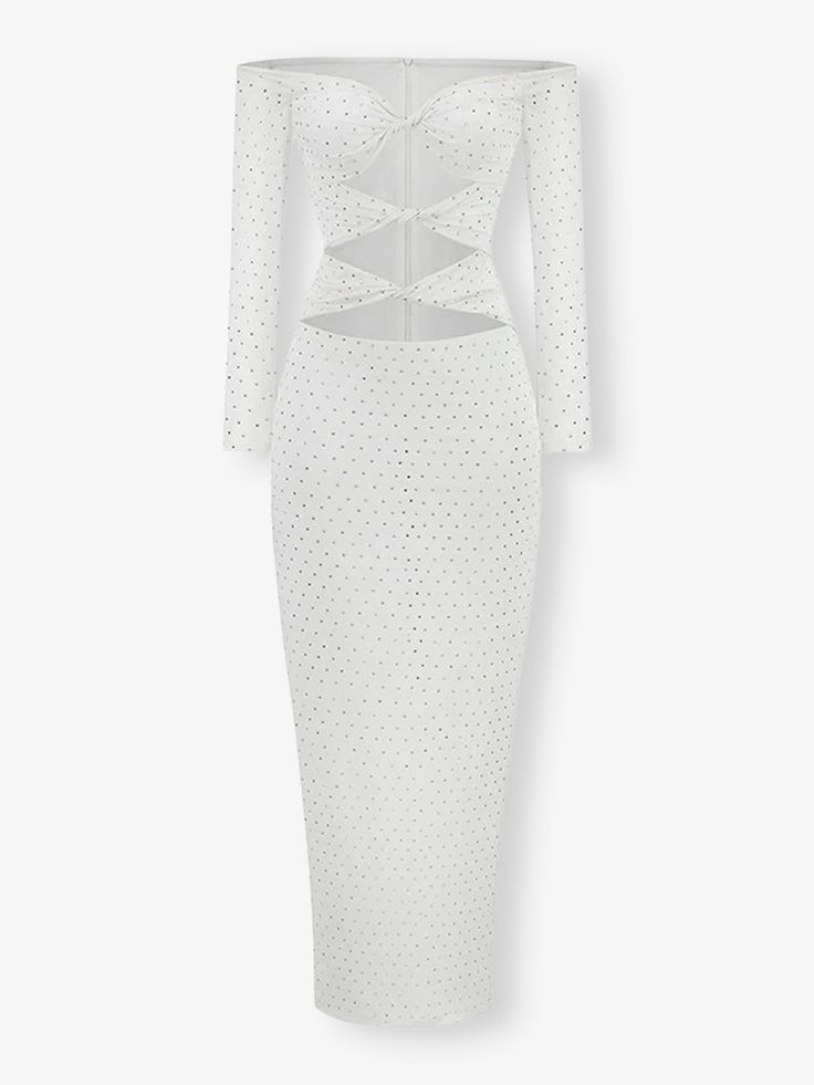 Introducing the soho maxi dress, cut from luxurious fabric. Featuring a sophisticated off-the-shoulder design with intricate diamond accents and long sleeves, this dress is crafted to sculpt and shape, epitomizing elegance. Shoulder Design, White Maxi Dresses, Luxury Fabrics, Soho, Off The Shoulder, Dress Shop, Long Sleeves, Maxi Dress, Long Sleeve