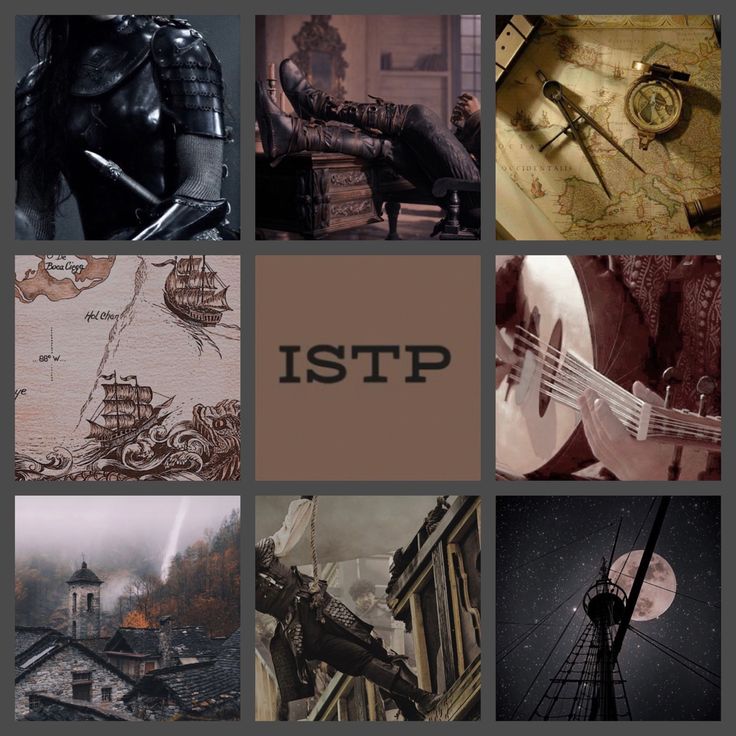 a collage of images with the words istp written in black and white on them