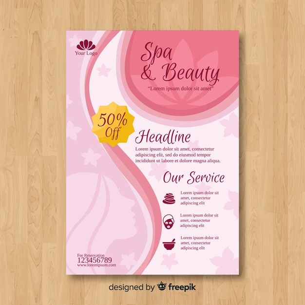 a pink flyer for spa and beauty