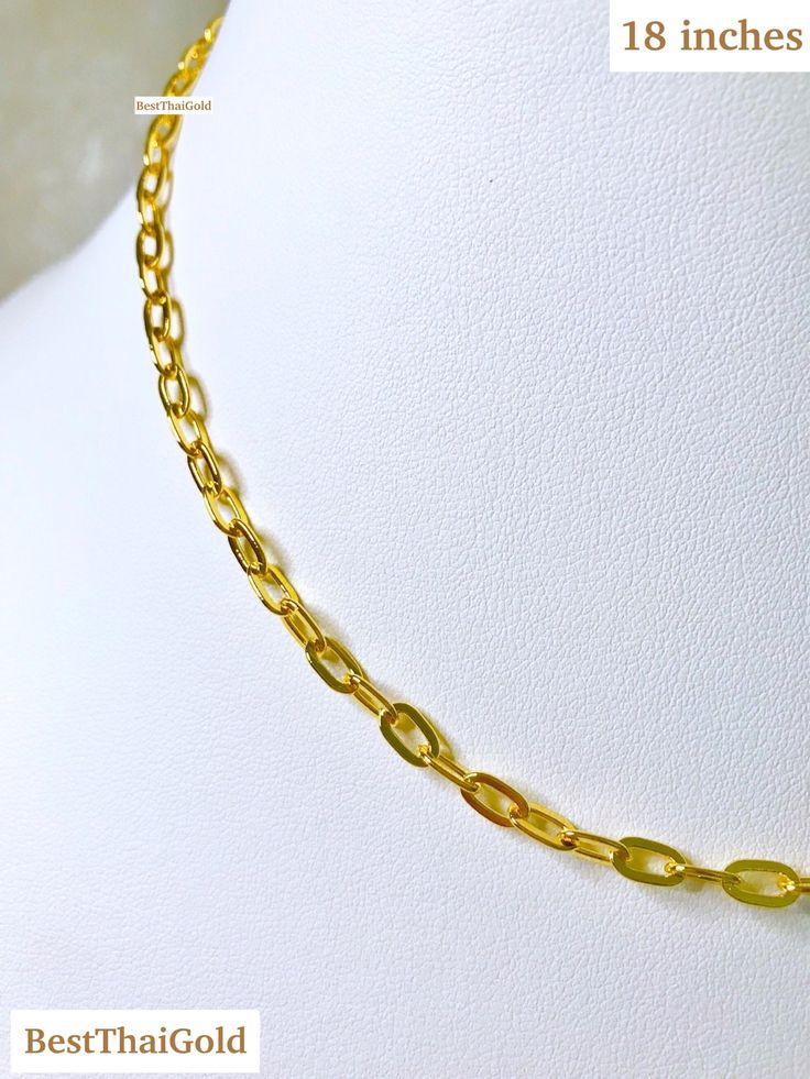 This Shop has a Special Free Gift (Chain) for Every Order. 😊🙏 Item including :1 x Necklace For :Unisex Type :GOLD PLATED over Brass, Nickel free Purity:96.5% / 24K Surface:Shiny Length:~ 18/24 inches Color:Yellow Gold ( slightly +/- from photo ) Handmade from Thailand. Thai gold plating technic really solid and stunning look. Rewarding your life from hard working, match up your dress, or a gift to someone special for you. The Craftsmanship of Thai Jewelry 💍💎 One of the things high on many vi Gold Oval Charm Necklace With Adjustable Chain, Gold Charm Necklaces With Delicate Chain, Gold Charm Necklace With Delicate Chain, 22k Gold Link Chain Necklace As A Gift, Yellow Chain Necklace Gift, Gold Oval Link Charm Necklace, Yellow Gold Chain Jewelry Gift, Yellow Gold Plated Necklace With Gold Chain, Yellow Gold-plated Necklace With Gold Chain