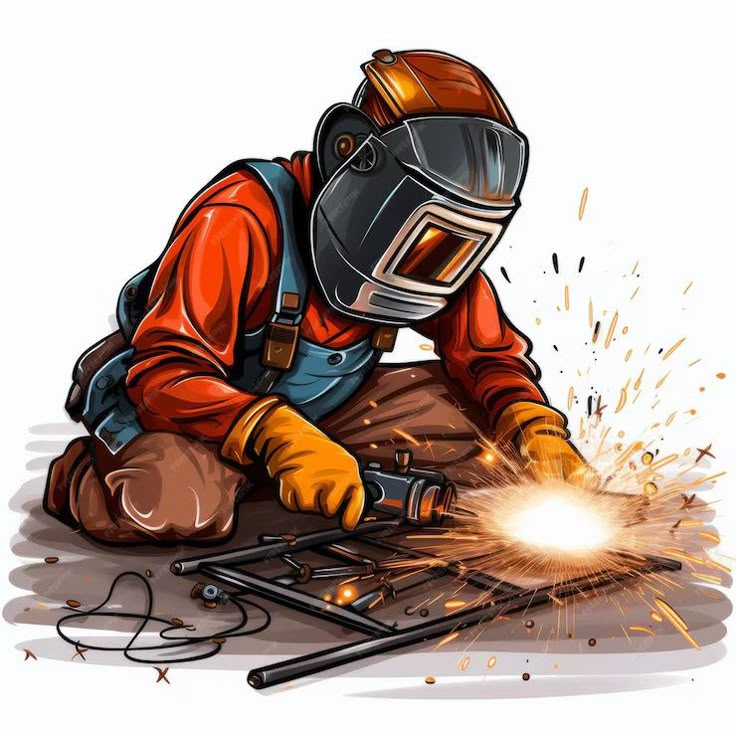 welder in protective gear working on an object with sparks coming out of its hands