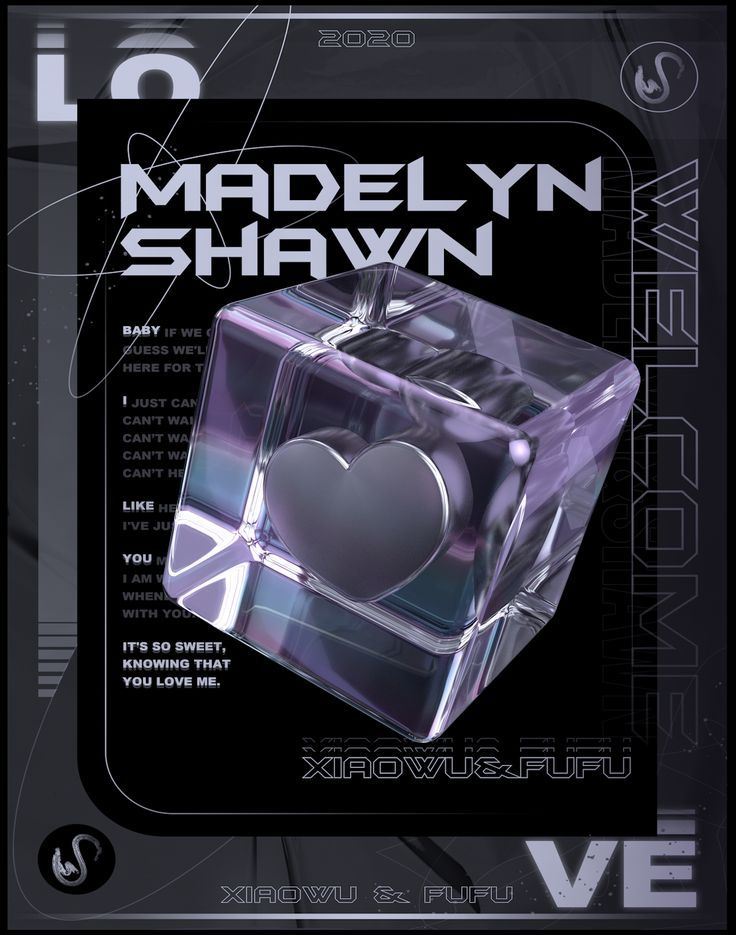 an advertisement for madelyn shawn with a heart in the center and words above it