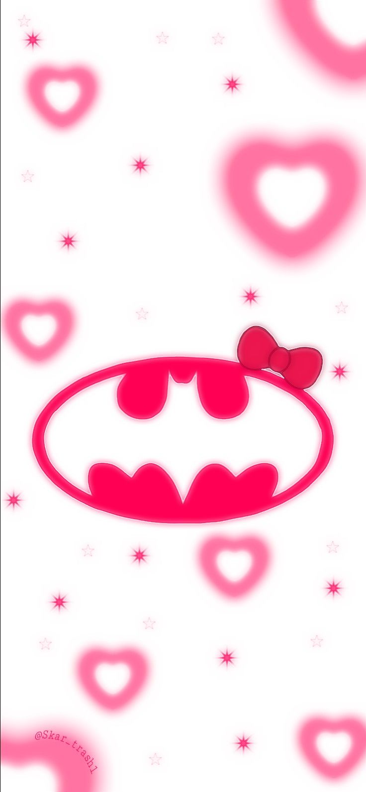 an image of a batman symbol with hearts in the background