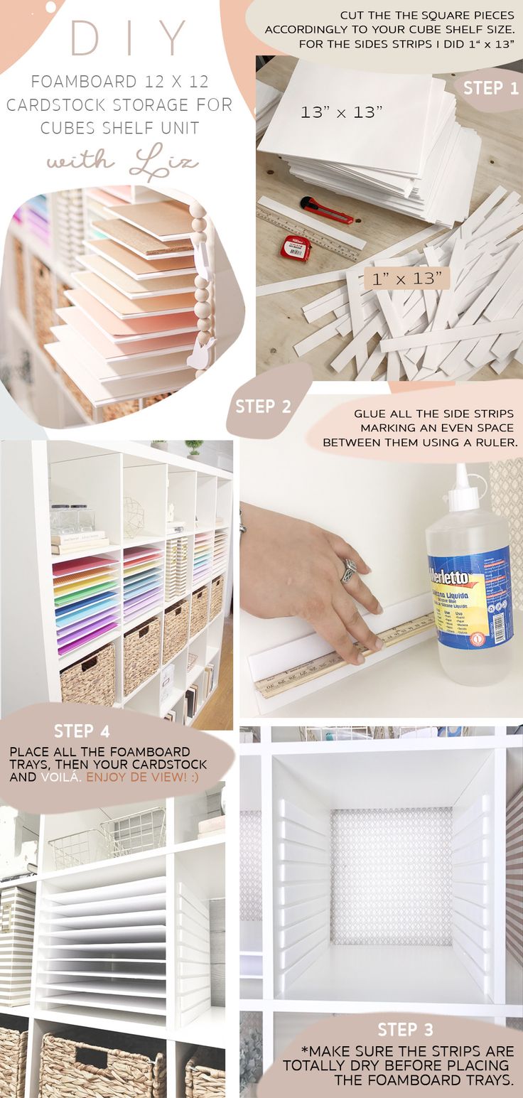 the instructions for how to make a diy cabinet with cardboard and other items in it